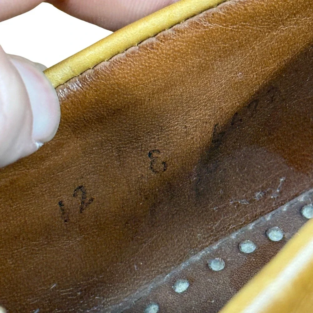 Allen Edmonds Carlstadt Loafers Mens 11.5 D Tan Woven Leather Penny Slip On Shoe